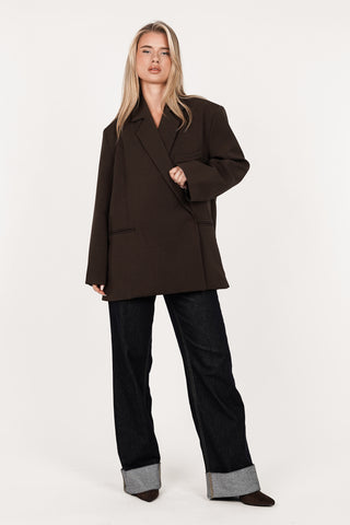 Oversized blazer asymmetrisch bruin - Clara