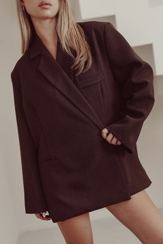 Oversized blazer asymmetrisch bruin - Clara