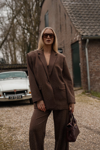 Oversized blazer met diamanten bruin - Audrey