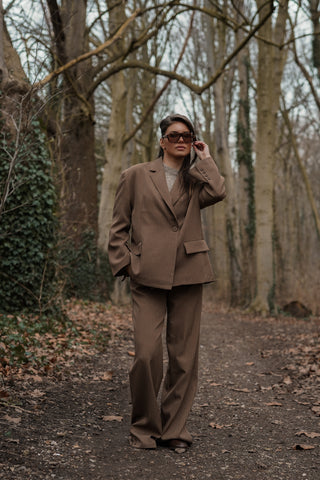 Oversized blazer met krijtstreep bruin - Vive
