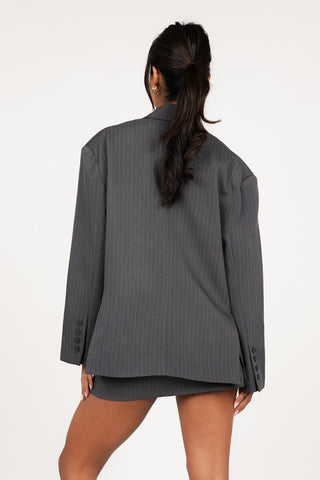 Oversized blazer met krijtstreep grijs - Vive
