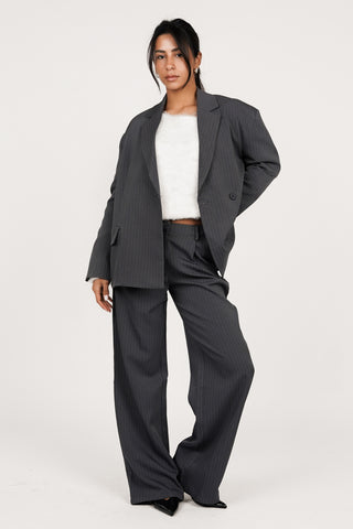 Oversized blazer met krijtstreep grijs - Vive