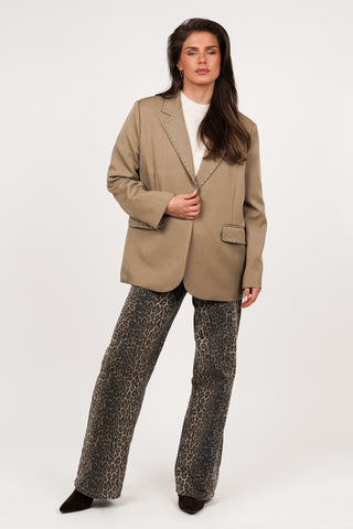 Oversized blazer met studs groen - Ceylin