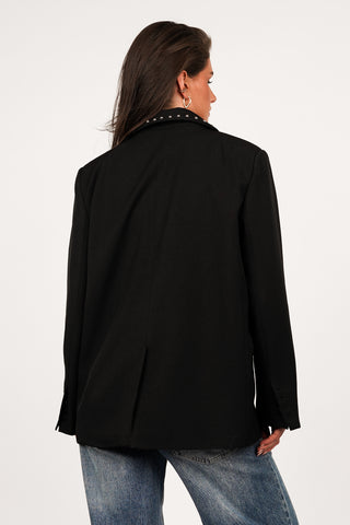 Oversized blazer met studs zwart - Ceylin