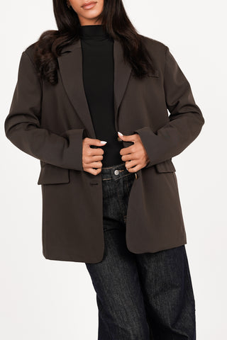 Oversized blazer open back bruin - Norali