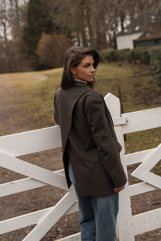 Oversized blazer open back bruin - Norali