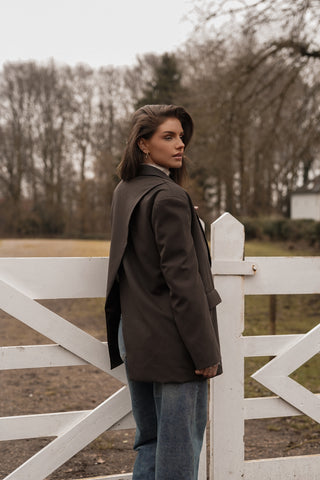 Oversized blazer open back bruin - Norali