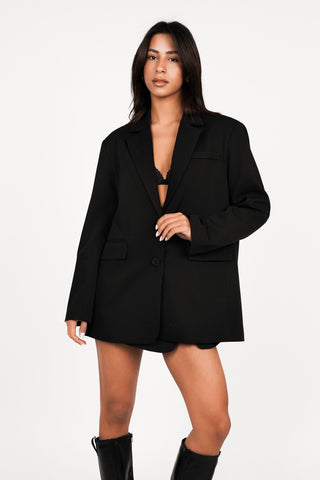 Oversized blazer open back zwart - Norali