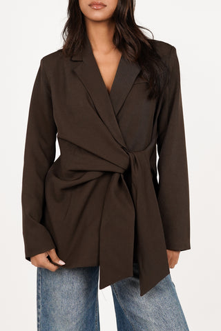Oversized blazer strikdetail brown - Skylar