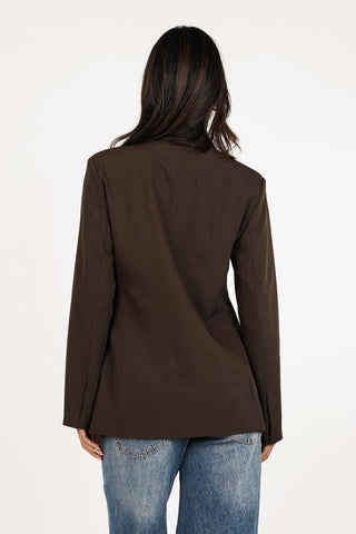 Oversized blazer strikdetail brown - Skylar