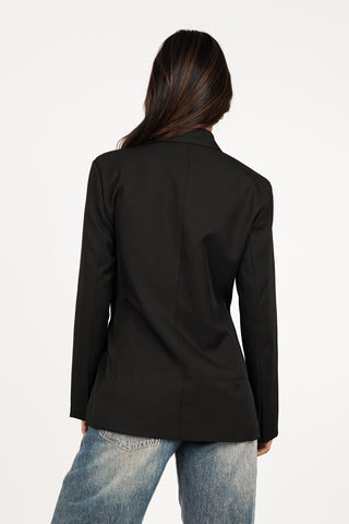 Oversized blazer strikdetail zwart - Skylar