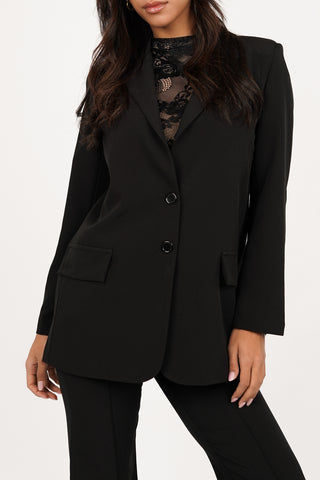 Oversized blazer black with long sleeves - Ariane