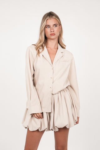 Oversized blouse met schoudervulling beige - Ashley