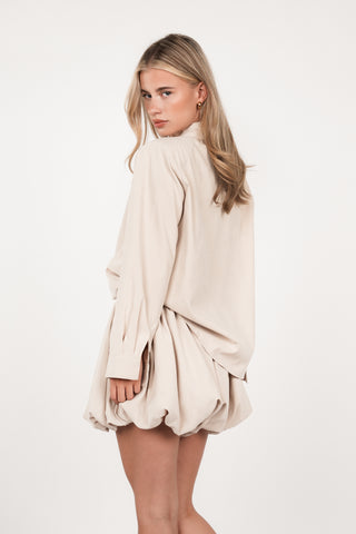 Oversized blouse met schoudervulling beige - Ashley