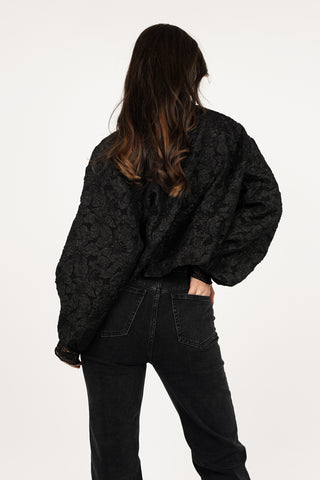 Oversized bomber jas met kant zwart - Livy