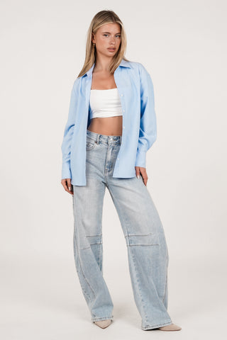 Dames blouse regular fit licht blauw - Jacey