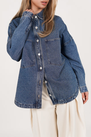 Oversized denim jacket blauw - Giselle