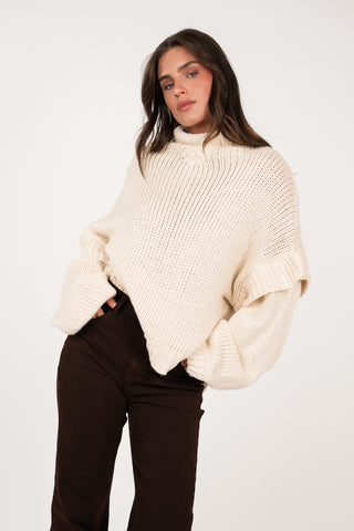 Oversized gebreide trui beige - Alexa