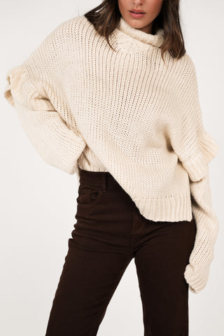 Oversized gebreide trui beige - Alexa