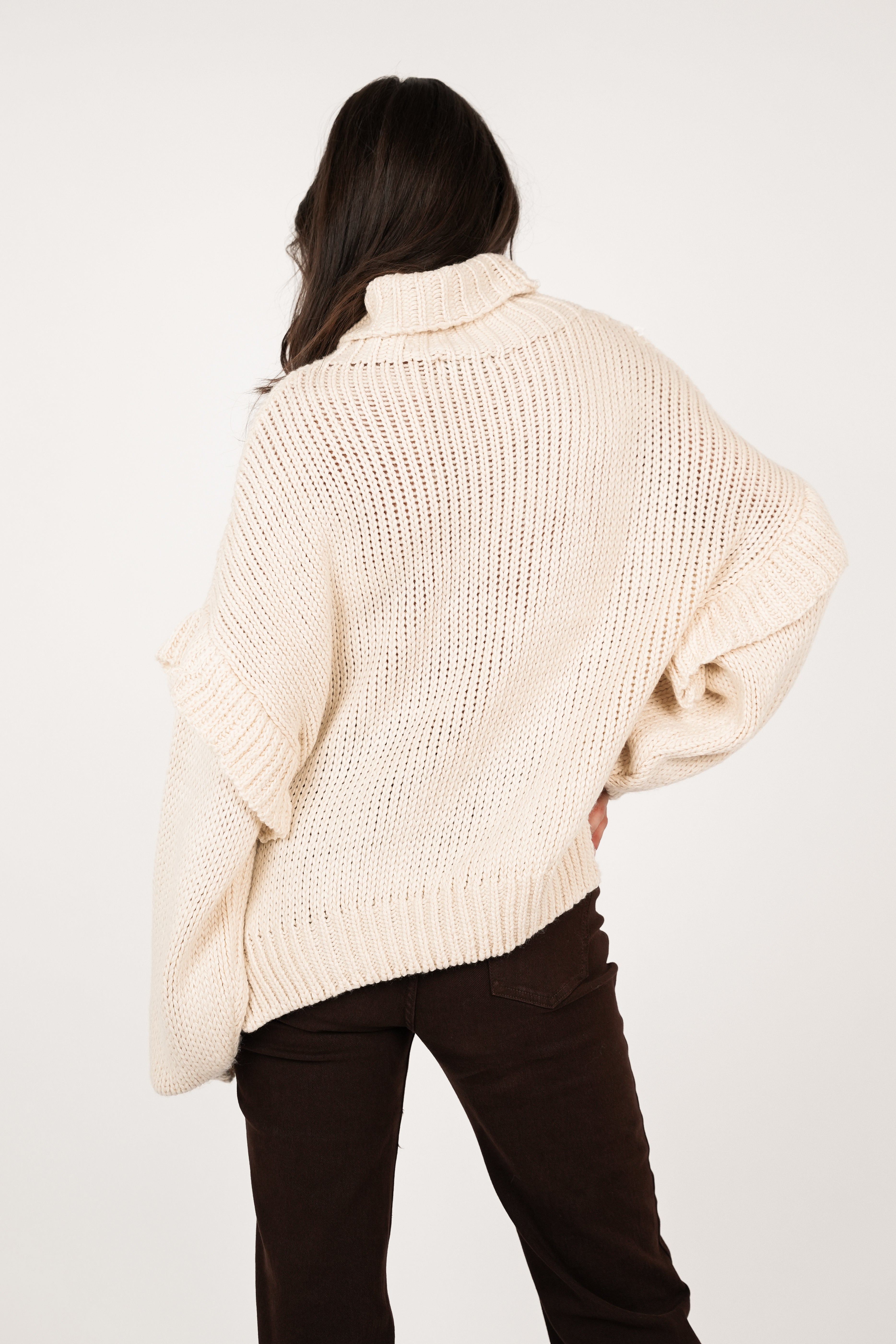 Oversized gebreide trui beige | Dames truien Oversized gebreide trui beige | Dames truien