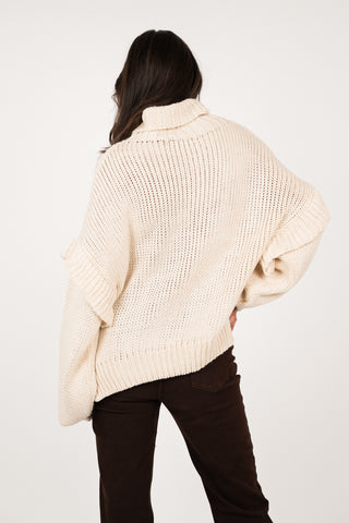 Oversized gebreide trui beige - Alexa
