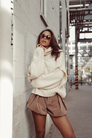 Oversized gebreide trui beige - Alexa