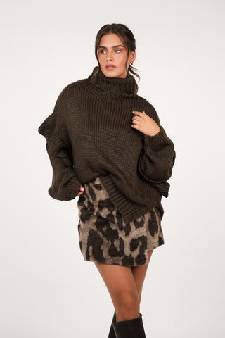 Oversized gebreide trui bruin - Alexa