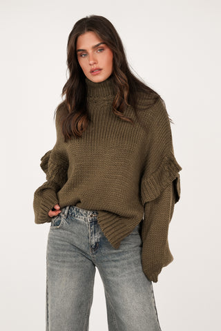 Oversized gebreide trui groen - Alexa