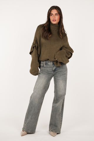 Oversized gebreide trui groen - Alexa