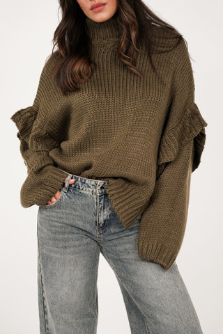 Oversized gebreide trui groen - Alexa