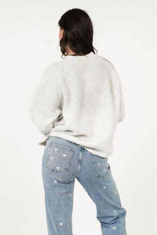 Oversized gebreide trui knopen grijs - Layla