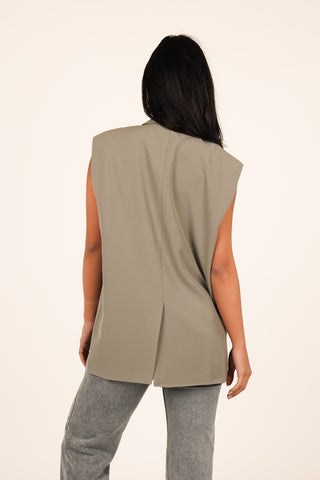 Oversized gilet met knopen groen - Miley