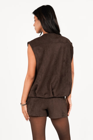 Oversized gilet suede bruin - Alix
