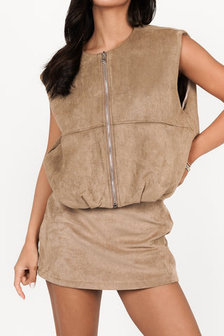 Oversized gilet suede camel - Alix