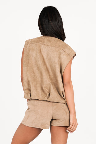 Oversized gilet suede camel - Alix
