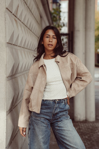Oversized jacket suede beige - Nora