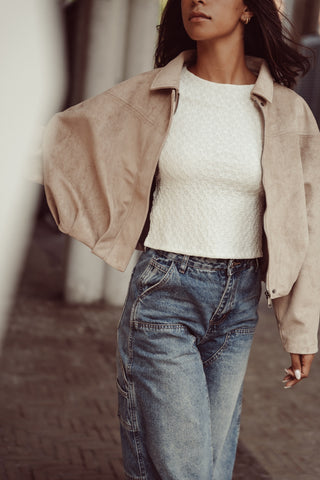 Oversized jacket suede beige - Nora