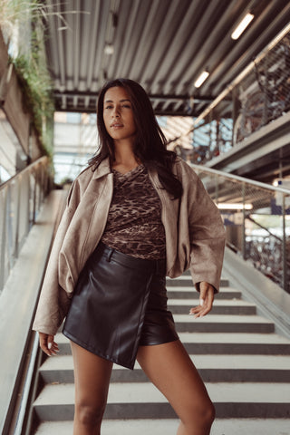 Oversized jacket suede khaki - Nora