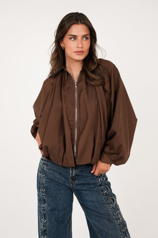 Oversized peplum jasje bruin - Dilan