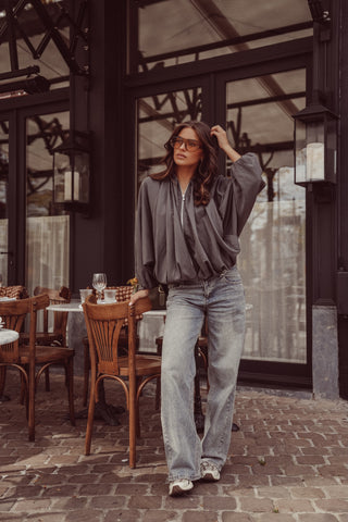 Oversized peplum jasje grijs - Dilan