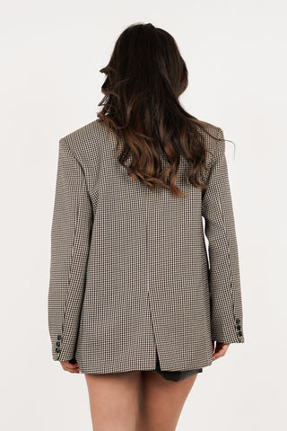 Oversized pied de poule blazer beige - Ivy