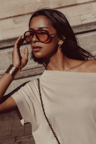 Oversized pilotenbril bruin - Alana