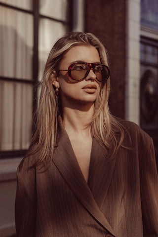 Oversized pilotenbril luipaard - Alana