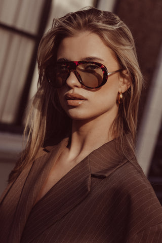 Oversized pilotenbril luipaard - Alana