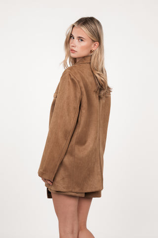 Oversized suede blazer camel - Polly