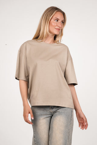 Oversized t-shirt dames taupe - Marlow