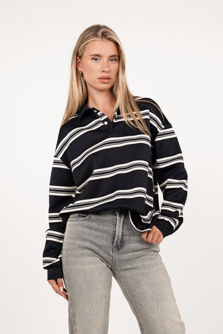 Oversized top met strepen blauw - Robbie