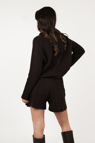 Oversized trui met kraag bruin - Addison