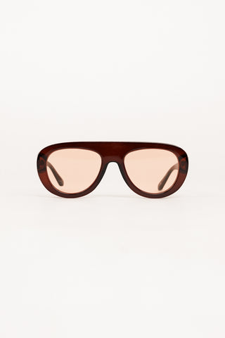 Oversized zonnebril afgerond oranje/bruin - Chiara