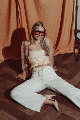 Oversized zonnebril afgerond oranje/bruin - Chiara